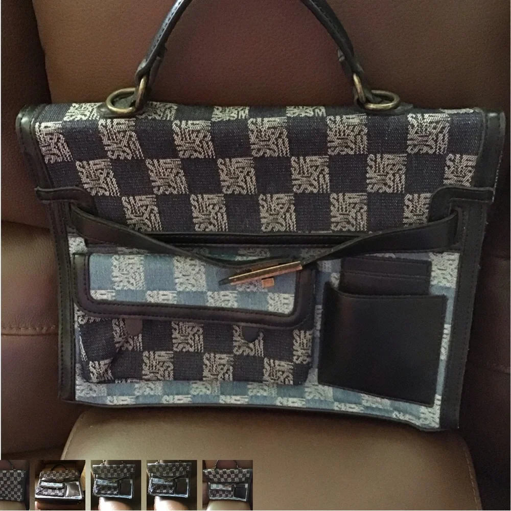 Steve Madden Monogrammed Blue and Gray Briefcase